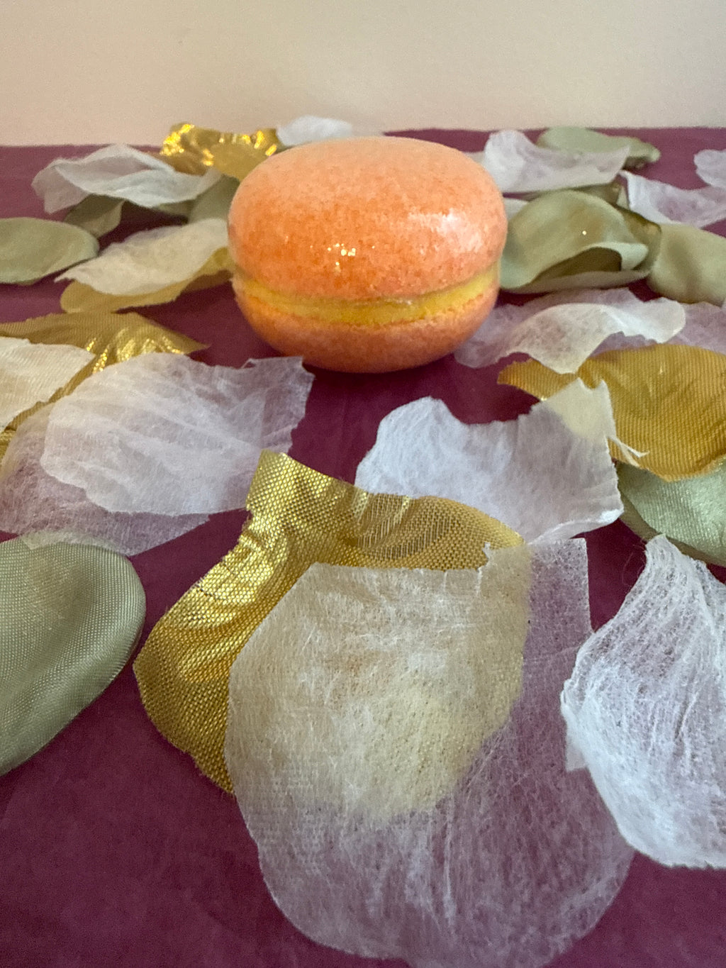 Macaron de bain effervescent parfum pêche