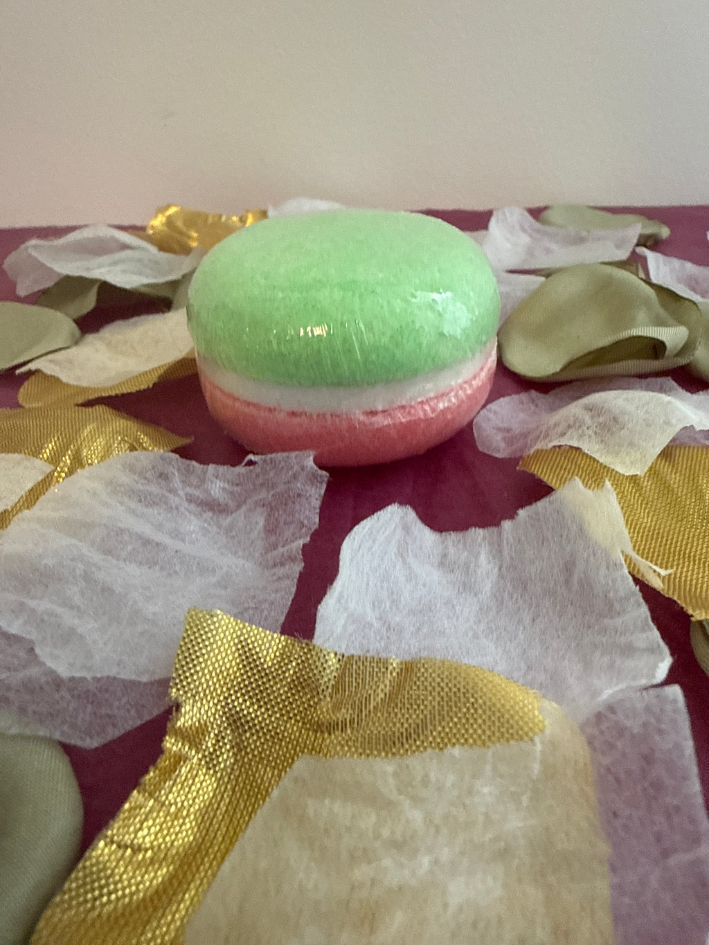 Macaron de bain effervescent parfum pastèque